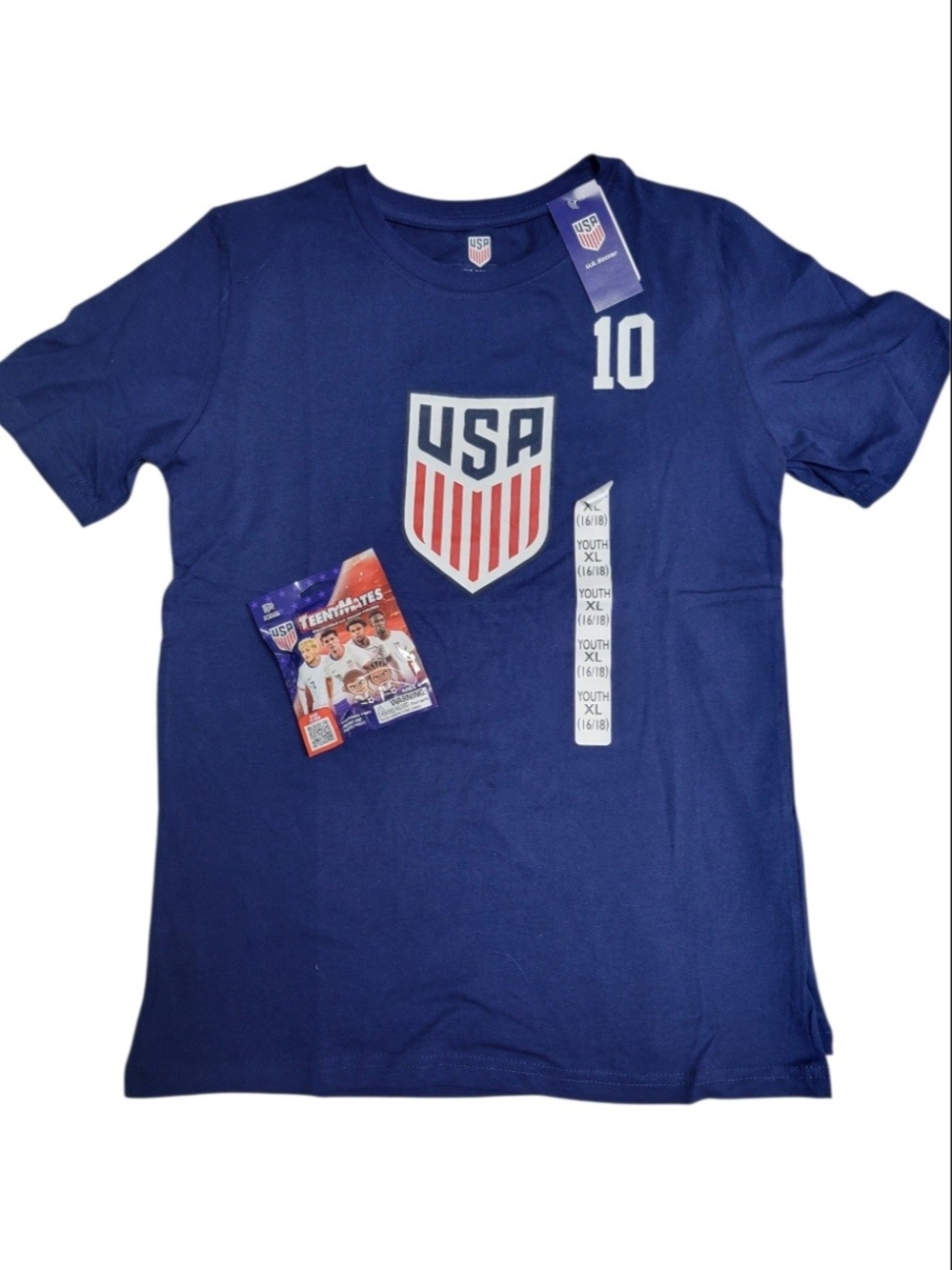 NWT USA Soccer Christian Pulisic #10 Youth XL (16/18) T-Shirt + TeenyMates